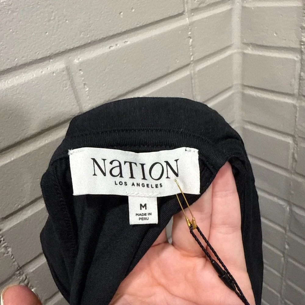 Nation LTD Hanna Halter Cross Front Top Black Pima Cotton Blend NWT M Peru Basic